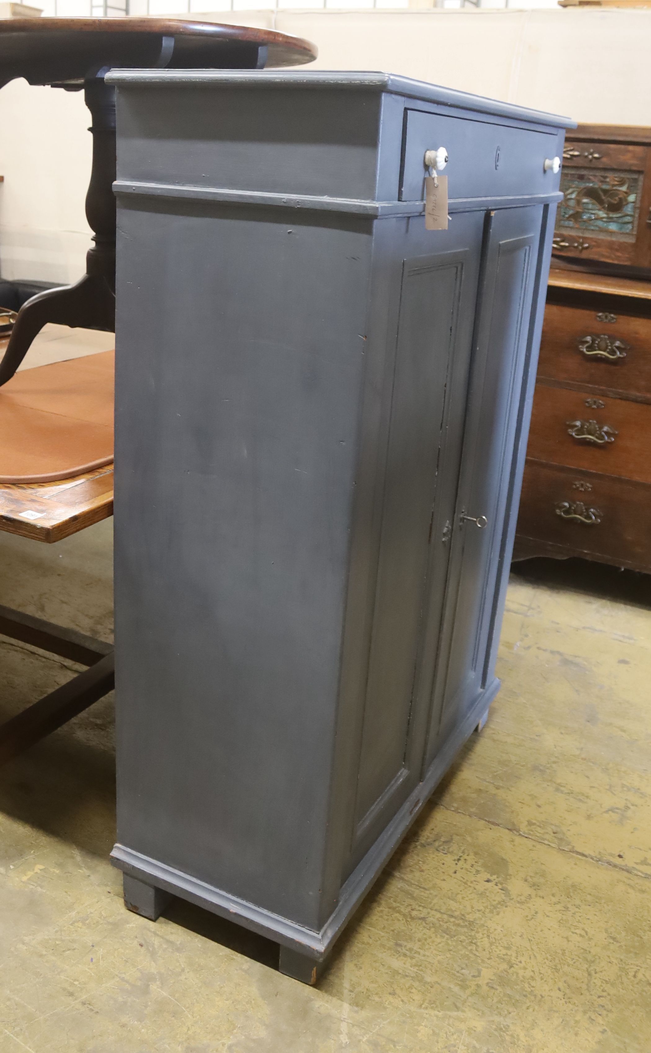 A East European painted pine cabinet, width 98cm, depth 41cm, height 140cm